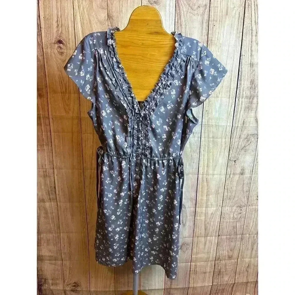 American Eagle Floral Flutter Ruffle Sleeve Dress Size L - Picture 1 of 7